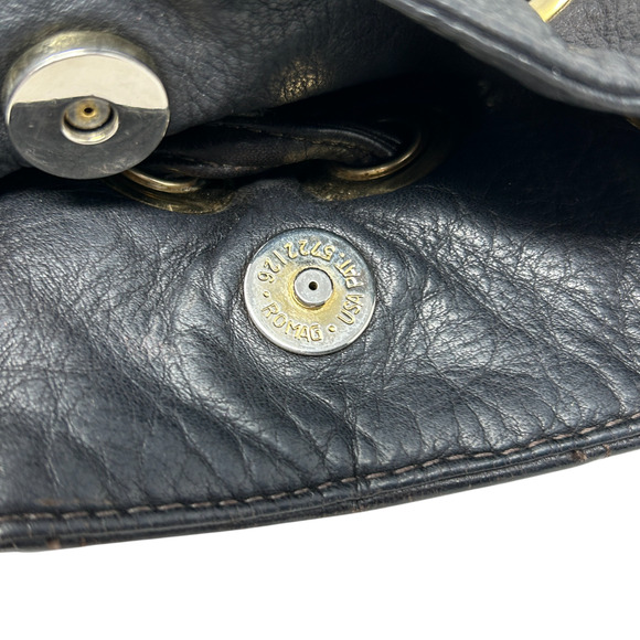 Bulga Brown Leather Studded Bucket Hobo Shoulder Bag Tassel Fringe Boho Hippie - Picture 13 of 16